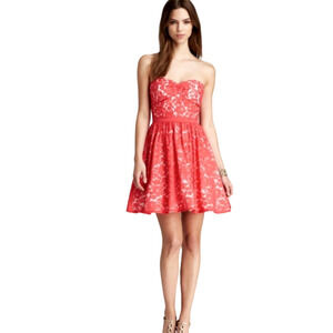 Red Aqua Sweetheart Neckline Strapless Lace Dress Size 4